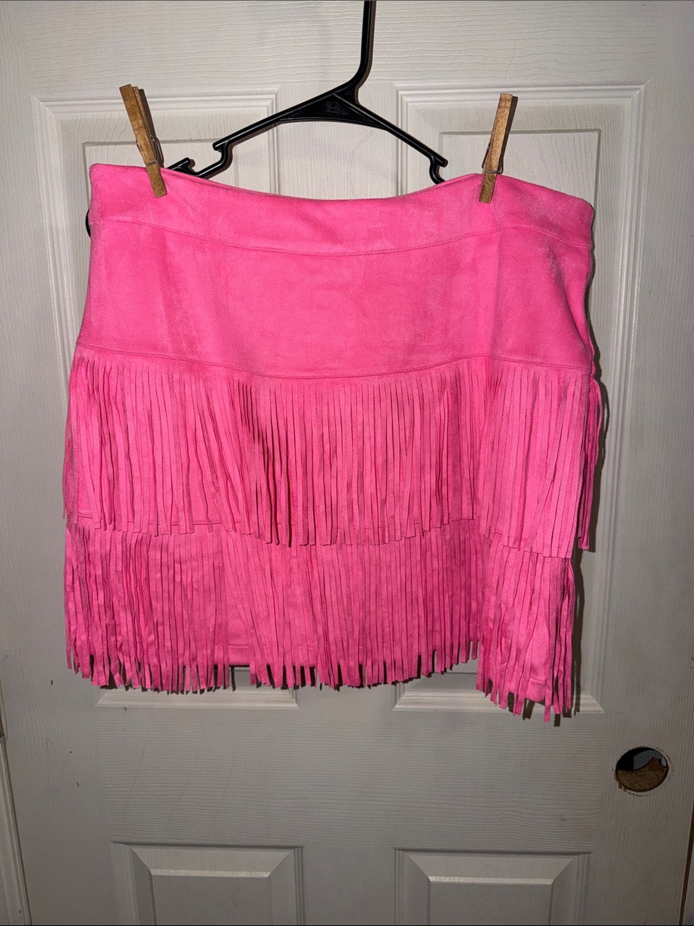 Bright Pink Fringe Skort - Women's Stylish Tiered Design